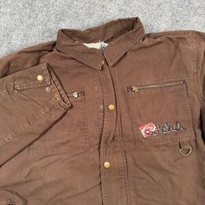 Vintage Gotcha Jacket Large Brown Canvas Zip Pockets Embroidered Logo Flaw Men's
